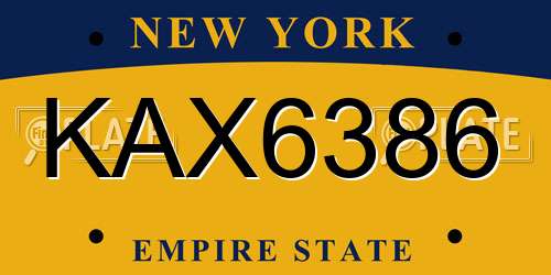 KAX6386 New York License Plate