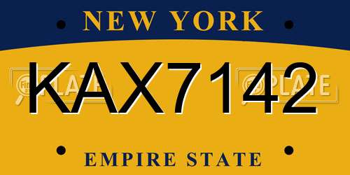 KAX7142 New York License Plate