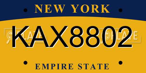 KAX8802 New York License Plate