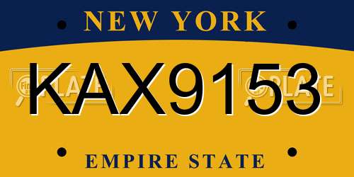 KAX9153 New York License Plate