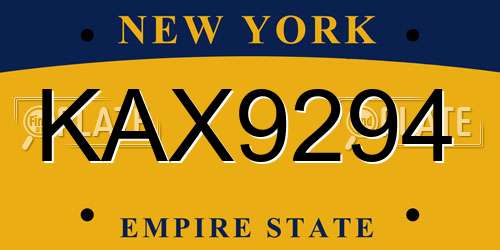 KAX9294 New York License Plate