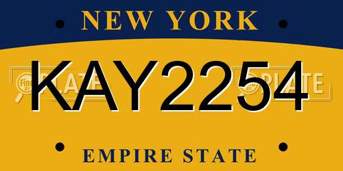 KAY2254 New York License Plate