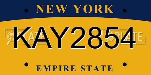 KAY2854 New York License Plate