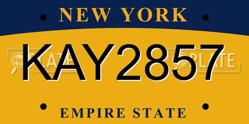 KAY2857 New York License Plate