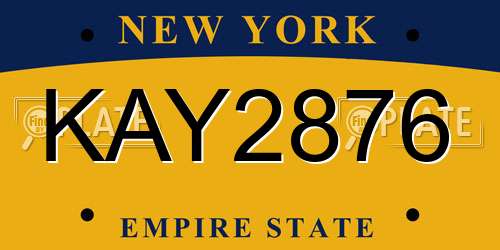 KAY2876 New York License Plate