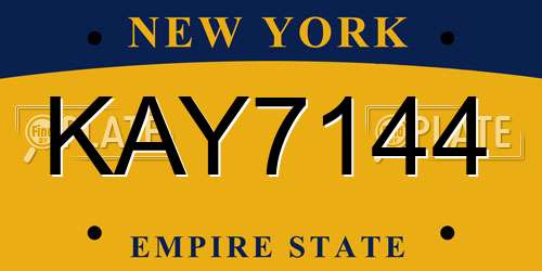KAY7144 New York License Plate