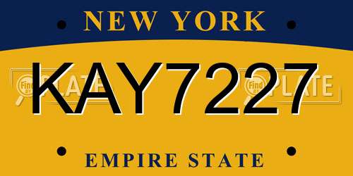 KAY7227 New York License Plate