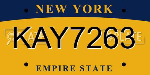 KAY7263 New York License Plate