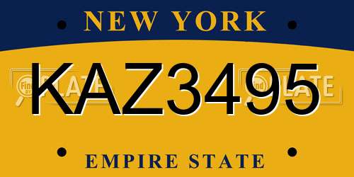 KAZ3495 New York License Plate