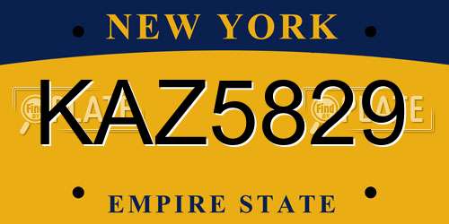 KAZ5829 New York License Plate