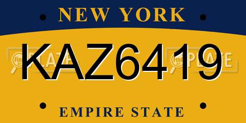 KAZ6419 New York License Plate