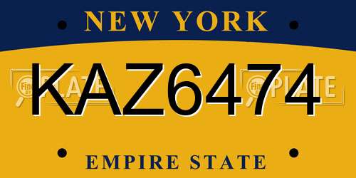 KAZ6474 New York License Plate