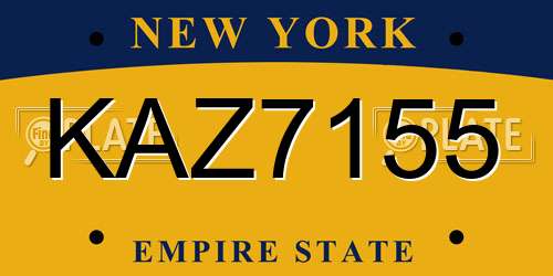 KAZ7155 New York License Plate