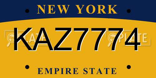 KAZ7774 New York License Plate