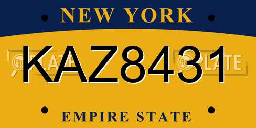 KAZ8431 New York License Plate