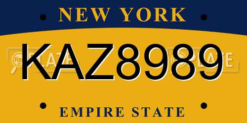 KAZ8989 New York License Plate