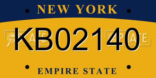 KB02140 New York License Plate