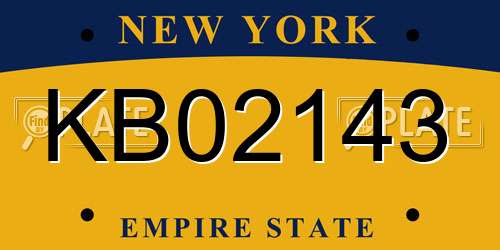KB02143 New York License Plate