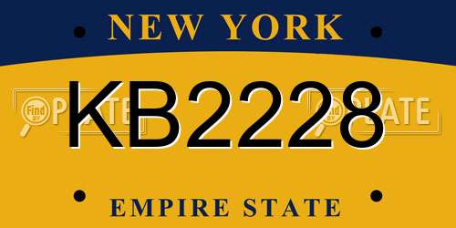 KB2228 New York License Plate