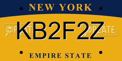 KB2F2Z New York License Plate