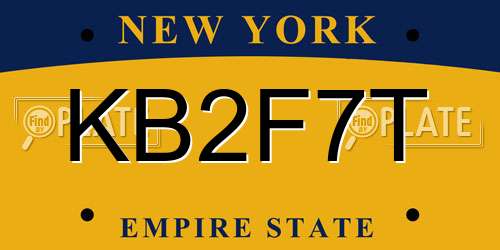 KB2F7T New York License Plate