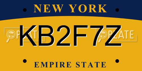 KB2F7Z New York License Plate