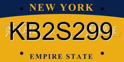 KB2S299 New York License Plate