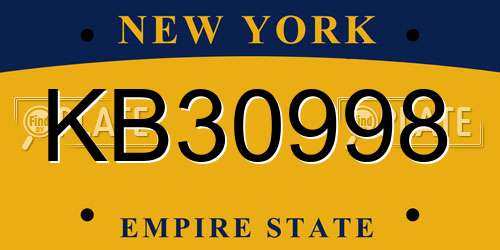 KB30998 New York License Plate