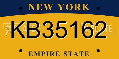 KB35162 New York License Plate
