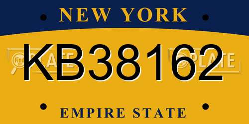 KB38162 New York License Plate