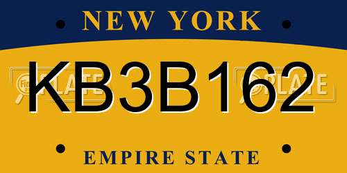 KB3B162 New York License Plate