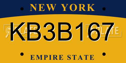 KB3B167 New York License Plate