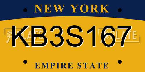 KB3S167 New York License Plate