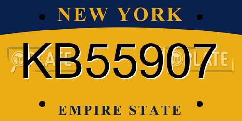 KB55907 New York License Plate