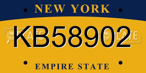 KB58902 New York License Plate