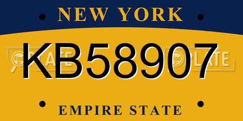 KB58907 New York License Plate