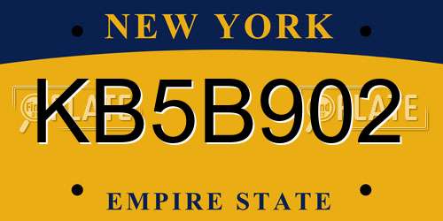 KB5B902 New York License Plate