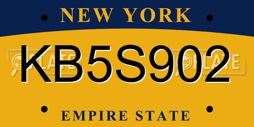 KB5S902 New York License Plate