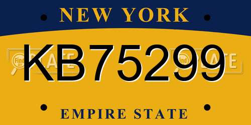 KB75299 New York License Plate