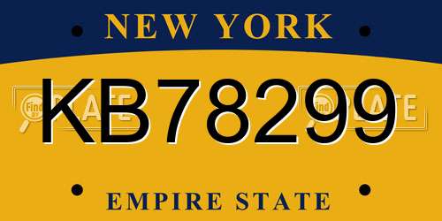 KB78299 New York License Plate