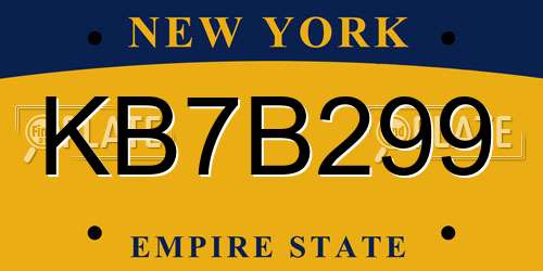 KB7B299 New York License Plate