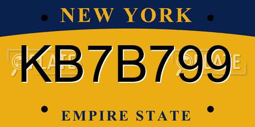 KB7B799 New York License Plate