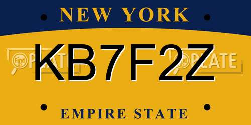 KB7F2Z New York License Plate