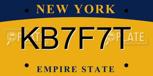 KB7F7T New York License Plate
