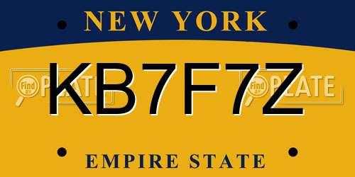 KB7F7Z New York License Plate