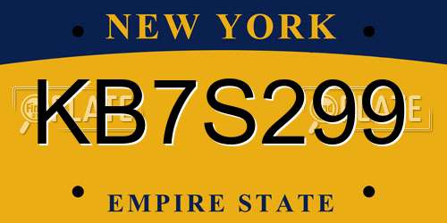KB7S299 New York License Plate
