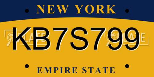 KB7S799 New York License Plate