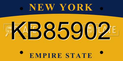 KB85902 New York License Plate