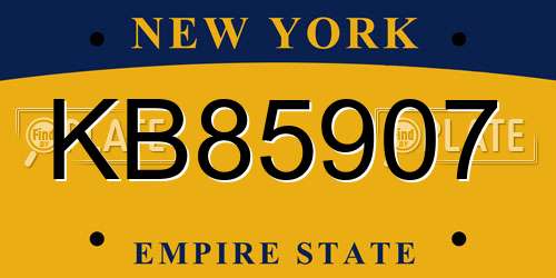 KB85907 New York License Plate