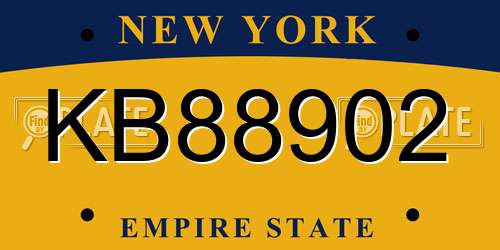 KB88902 New York License Plate